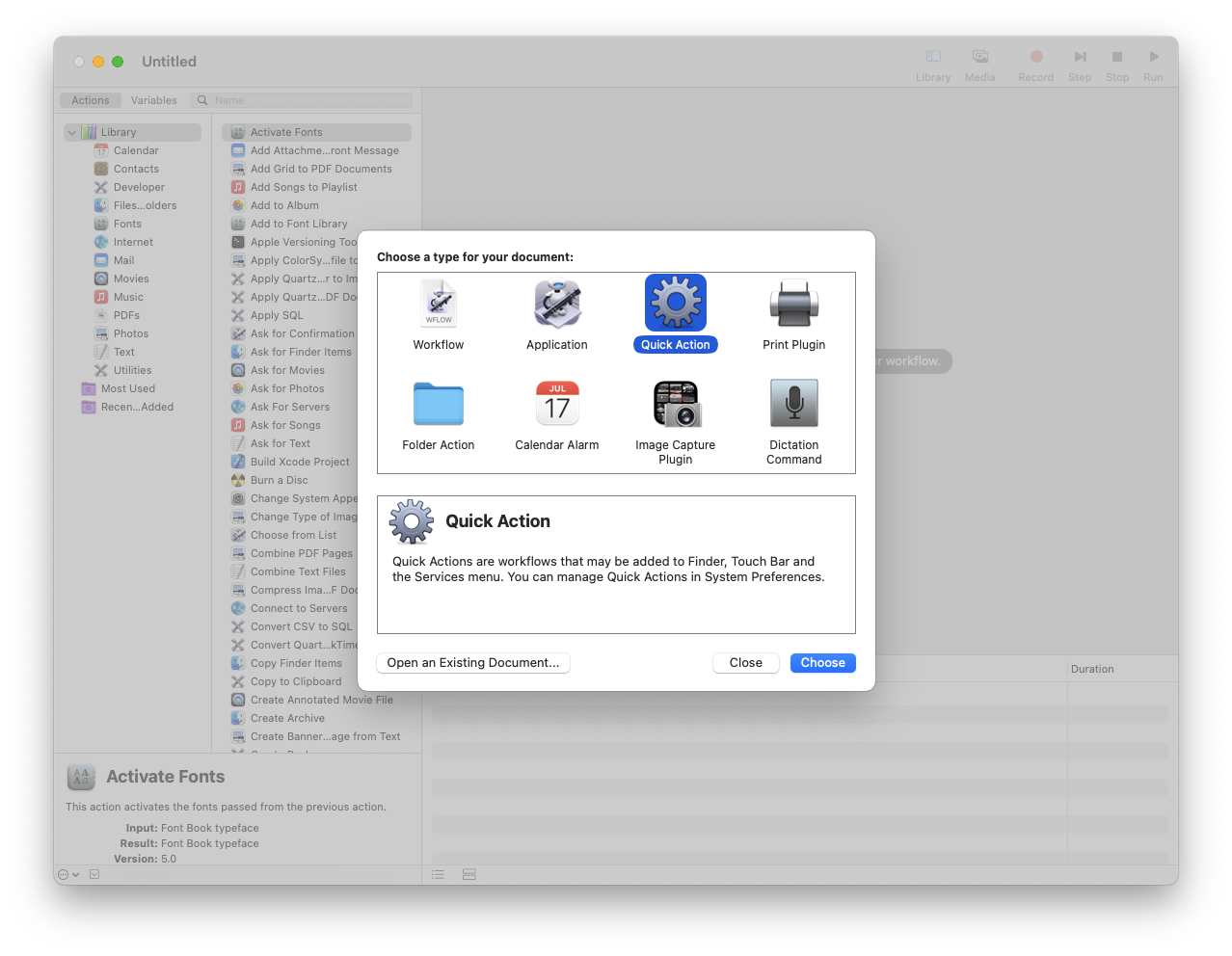 Create an Automator Quick Action